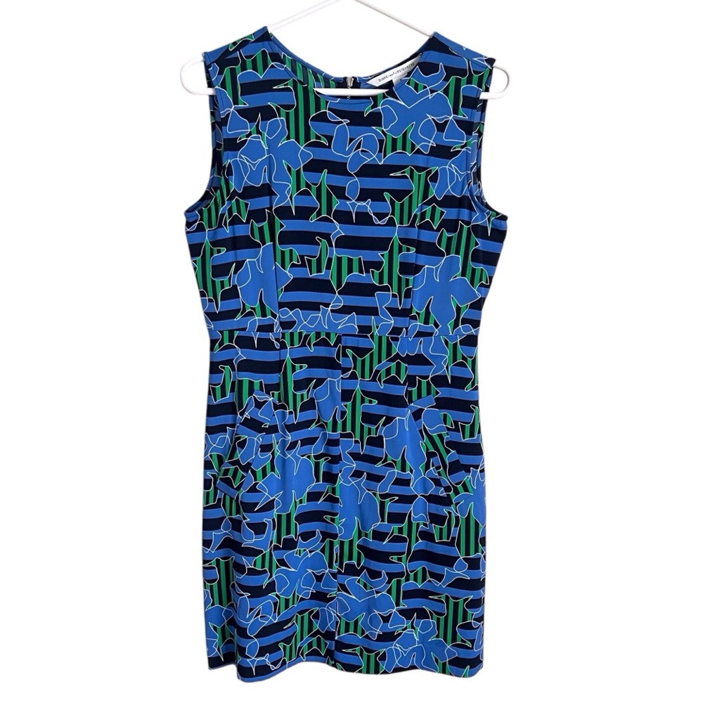 Diane Von Furstenberg Carpreena Lilly Crossing Dress Blue Floral Mini Size 6